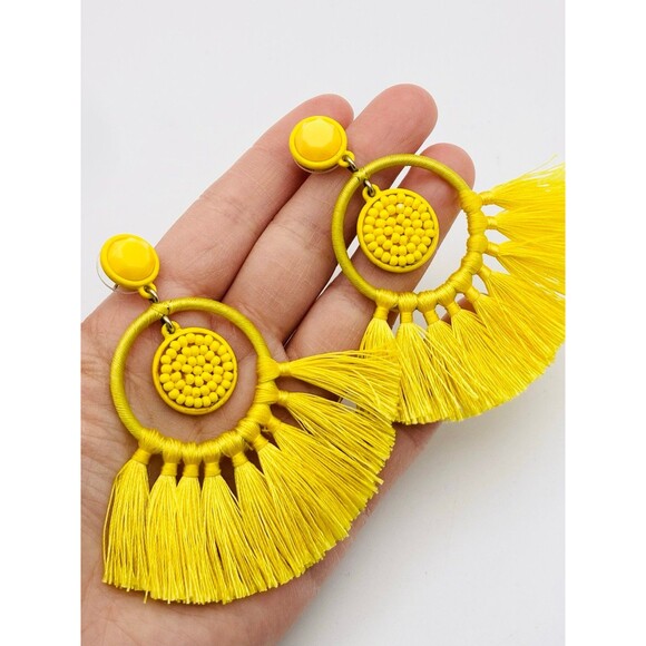 J.Crew yellow tassel Earrings - Picture 1 of 5